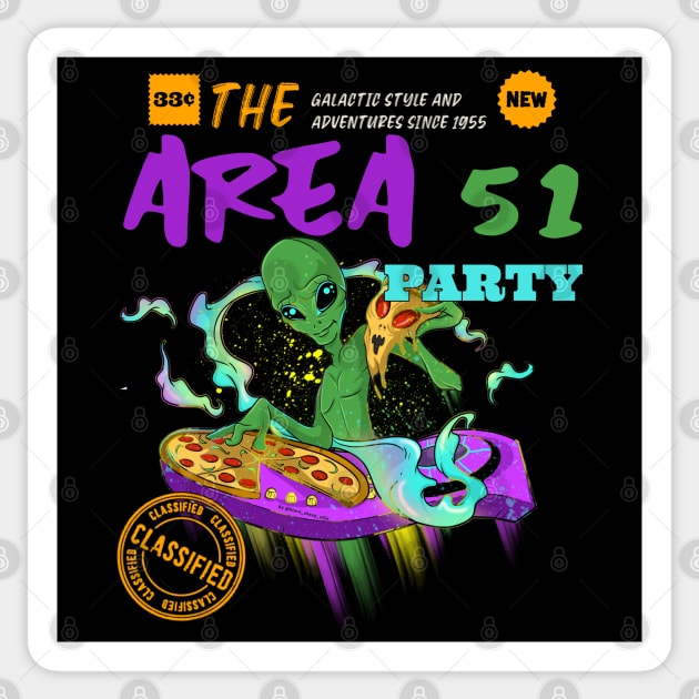 Pizza Party Space Alien DJ Sticker by Trendy Black Sheep